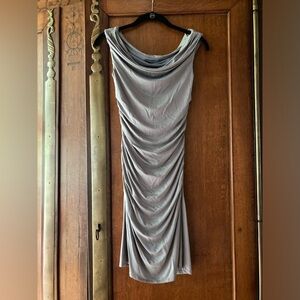 Helmut Lang body con silver dress XS